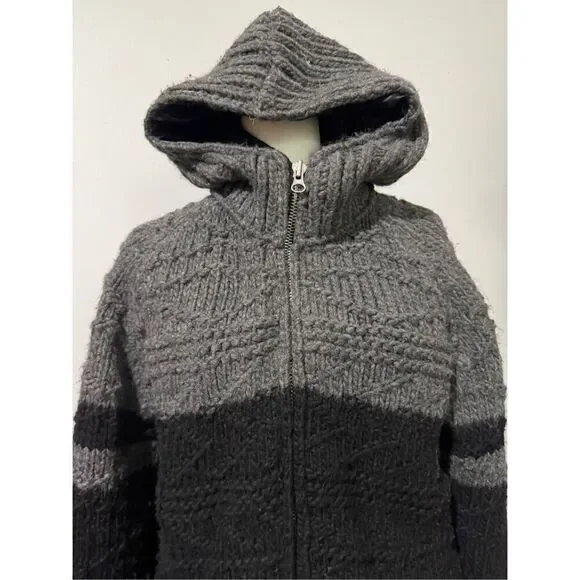 Scotch & Soda wool blend men’s chunky thick sweater zip front hoodie L